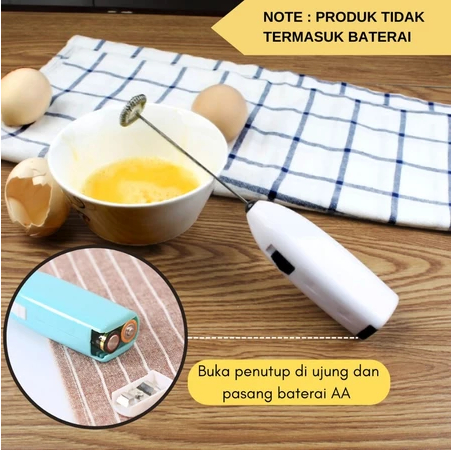 Mixer Tangan Mini Elektrik/Hand Mixer/Pengaduk Minuman/Pengocok Telur Dll Baru Baterai AA 2 Kepala S