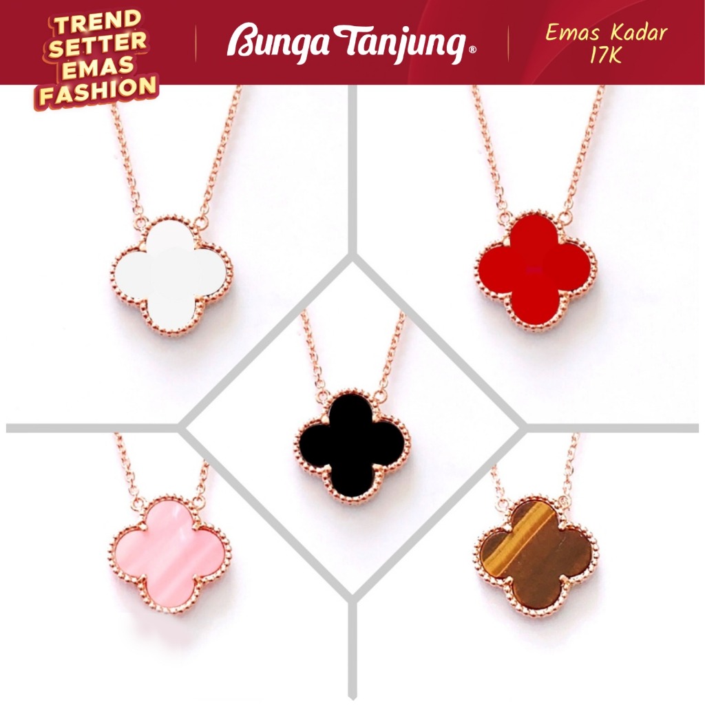 KALUNG LY FASHION CLOVER RAINBOW C - EMAS 17K - BUNGA TANJUNG GOLD