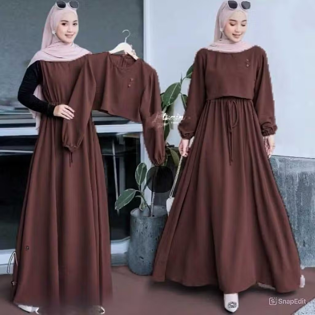 NAFISA MAXY SET 2IN1 INNER + OUTER Fashion Wanita Gamis Set Fashion Perempuan Terbaru Terlaris Teren
