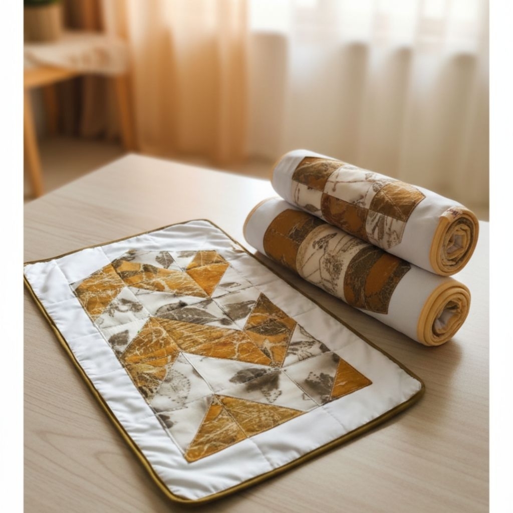 sajadah travel prayer mat patchwork ecoprint batik warna alam motif cetak daun asli