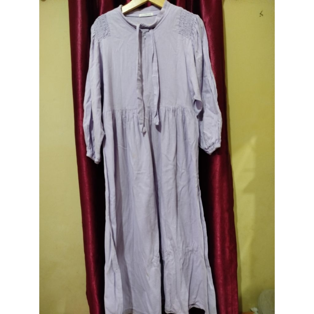 Gamis Linen Rami || Gamis Busui Friendly || Gamis Lilac || Gamis Daily