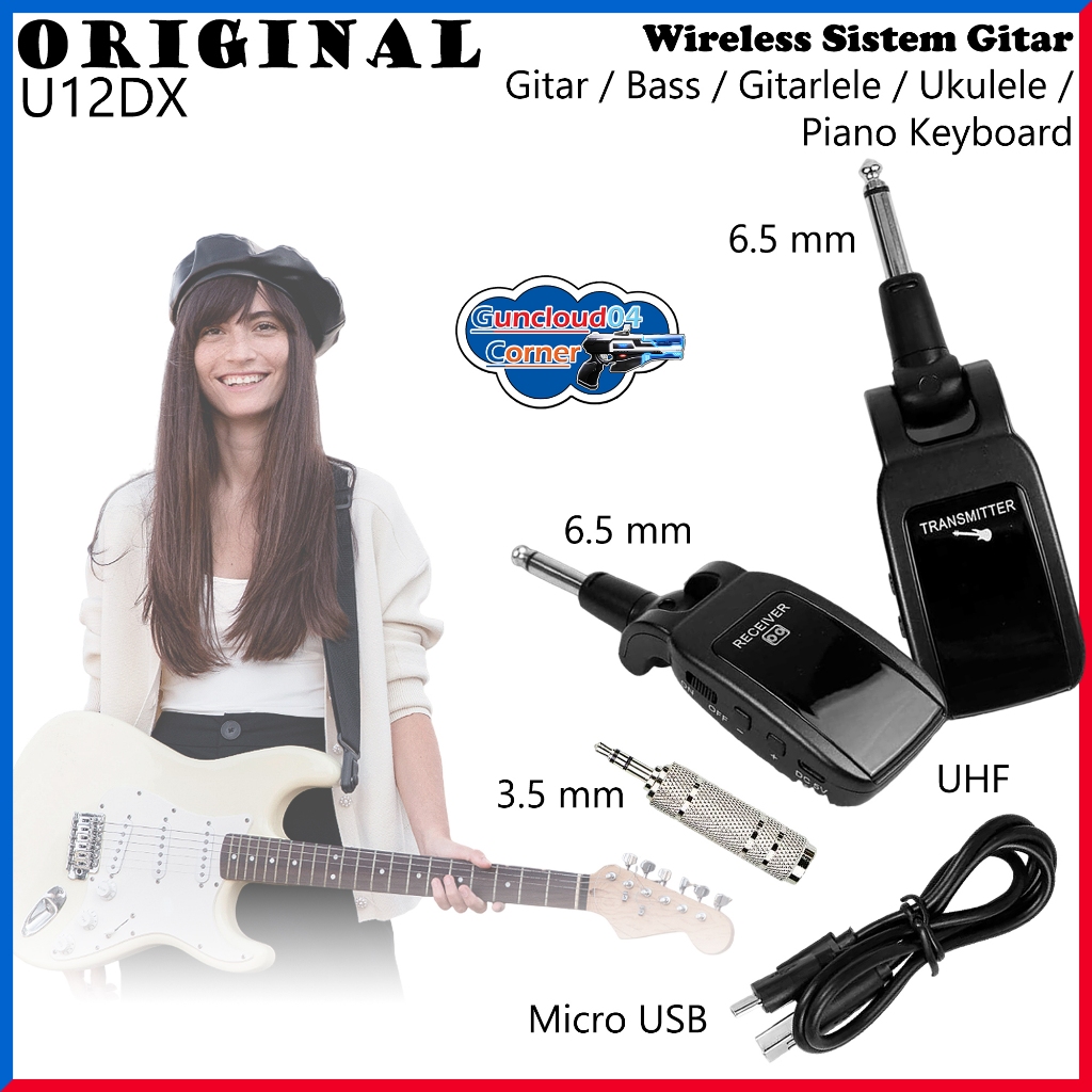 Wireless Sistem Gitar All Series U12DX UHF A8 Transmitter Receiver System Guitar Bass Gitarlele Guit