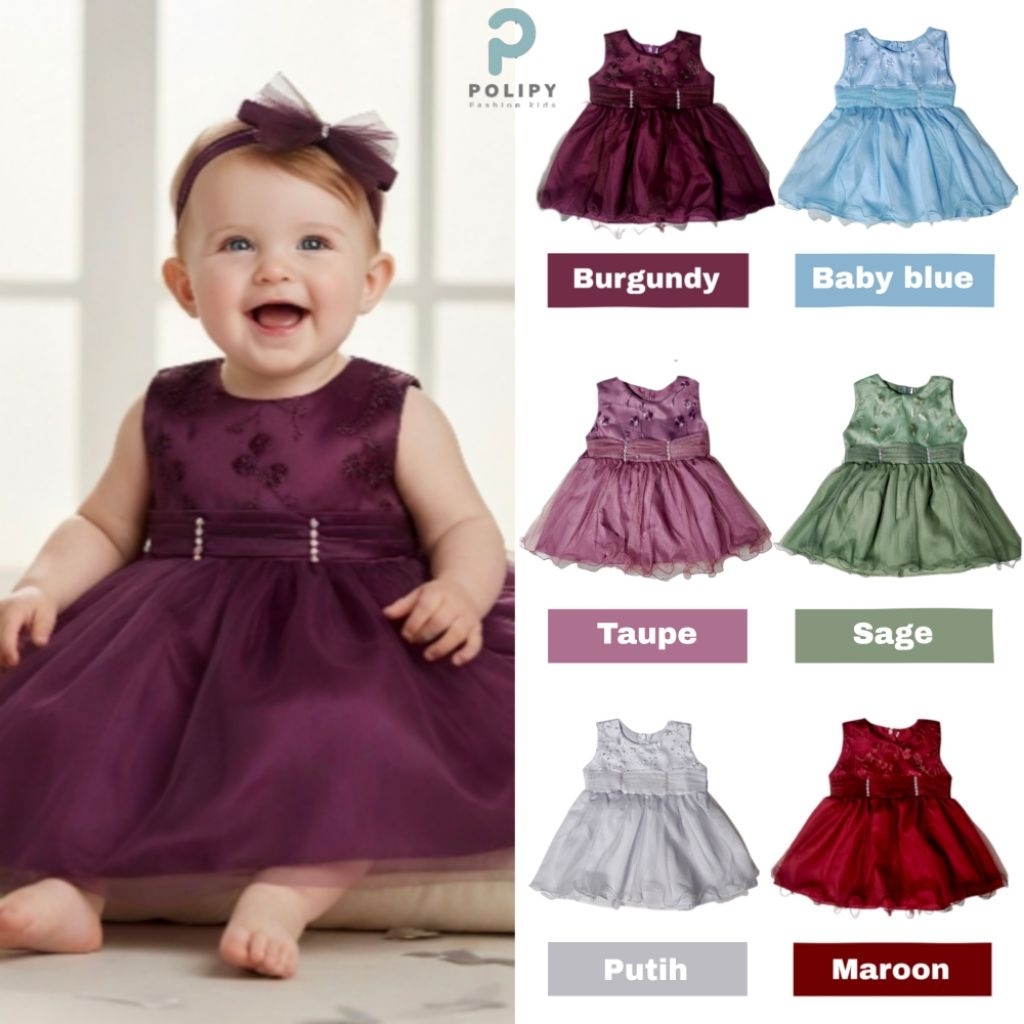 Gaun Anak Bayi Perempuan 0-12 Bulan Baju Dress Balita Pesta Seragam Pernikahan
