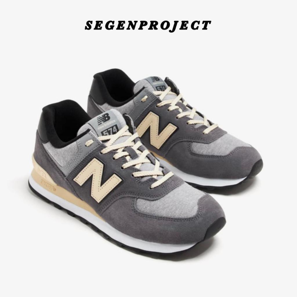 Sepatu Sneakers Casual New Balance Classic 574 Unisex Dark Grey White Black Original