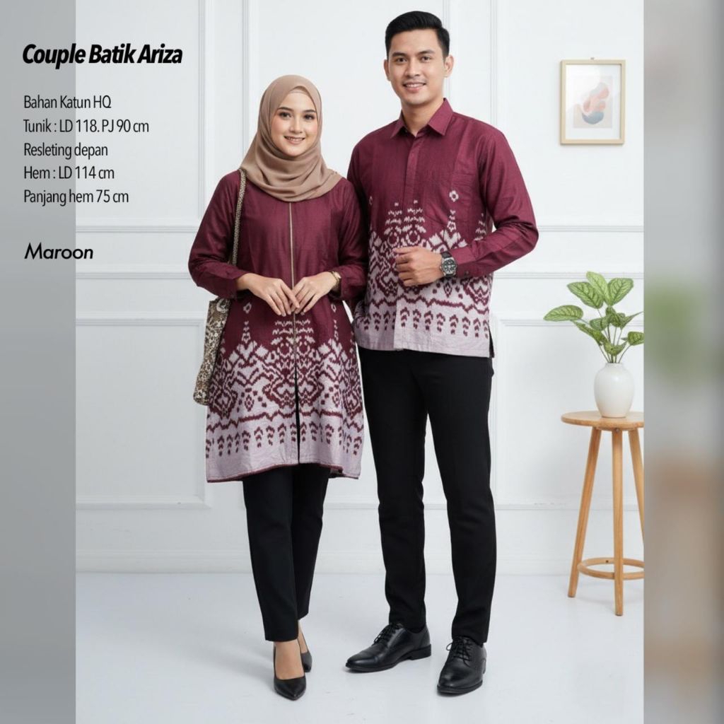 AZURA COUPLE BATIK / ARIZA TUNIK BATIK / AZURA TUNIK BATIK KATUN HALUS