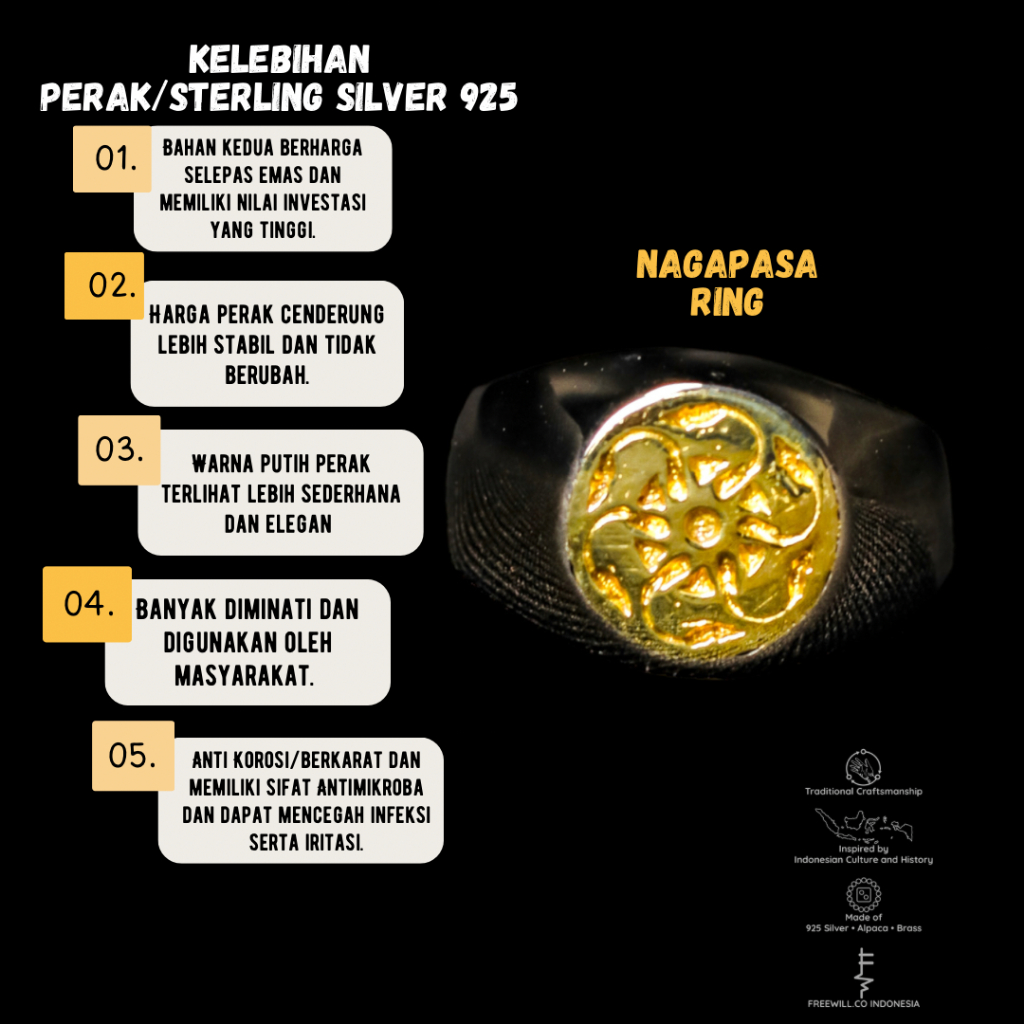 Cincin Perak Pria NAGAPASA FREEWILL - 925 Sterling Silver Ring