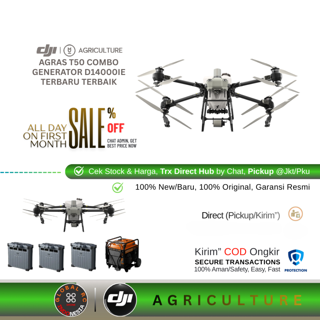 DJI Agras T50 Generator D14000IE + 3 Battery Drone Pertanian Semprot Hama