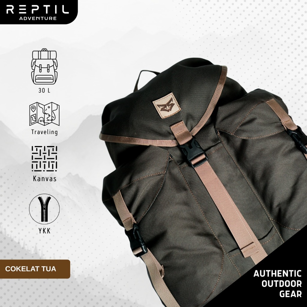 AUTHENTIC - Backpack - Tas Ransel Pria Wanita - Tas Bushcraft Cordylus 30 Reptil Adventure