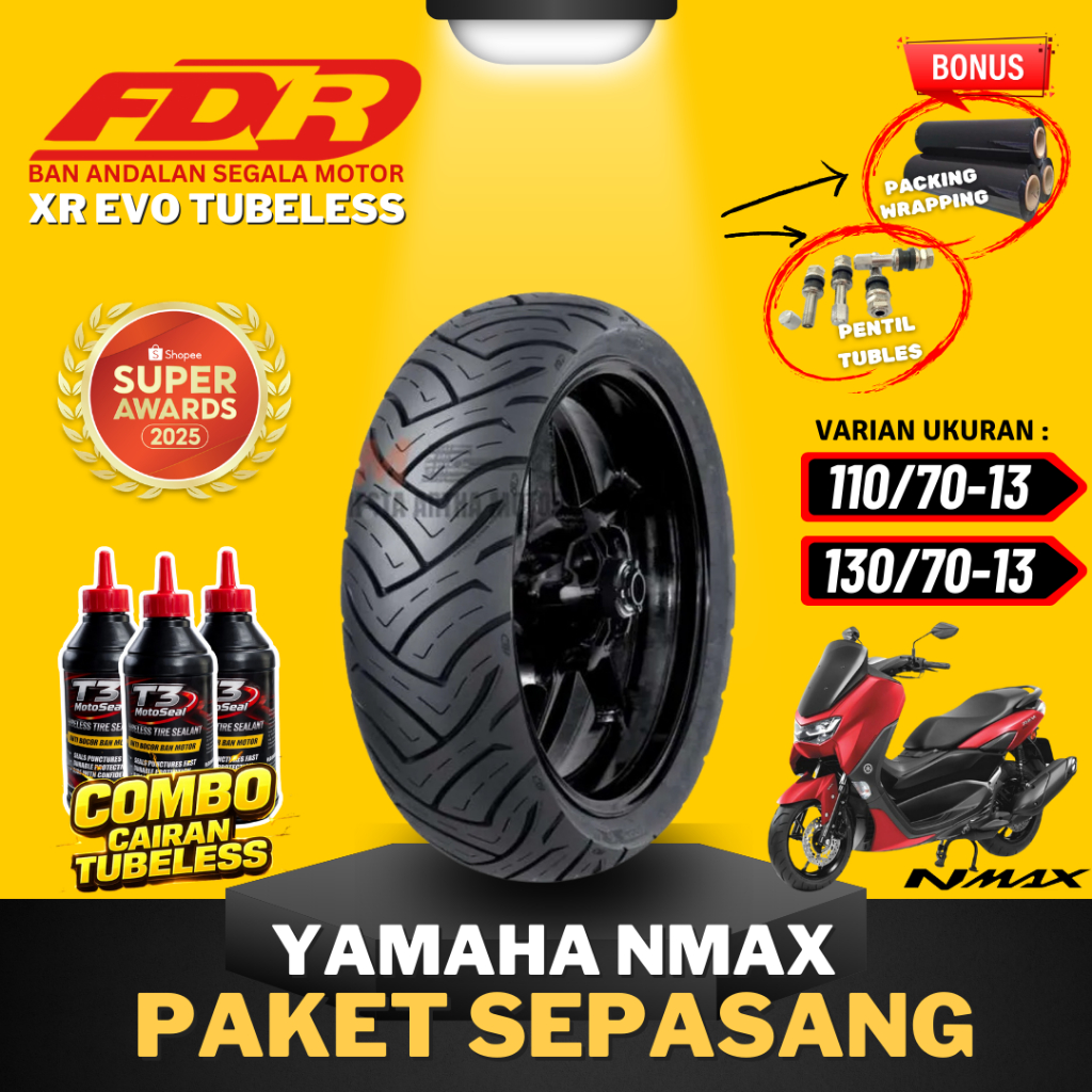[PAKET SEPASANG MURAH] BAN FDR SPORT XR EVO RING 13 / ( 110/70-13 / 130/70-13 ) BAN FDR TUBELESS TUB