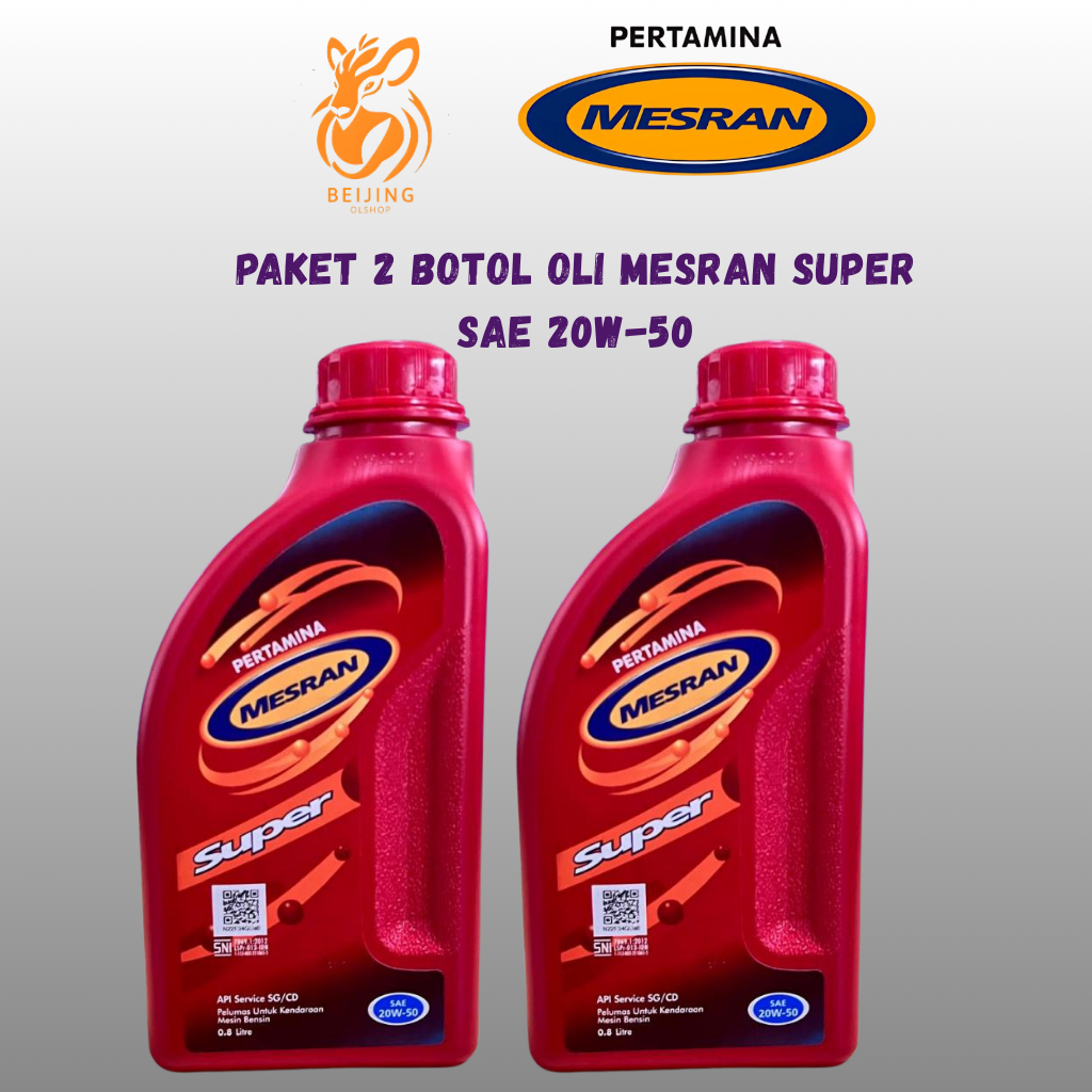 ( beijing ) OLI MESIN MOTOR MESRAN SUPER 20W-50 0.8 LITER PAKET 2 BOTOL