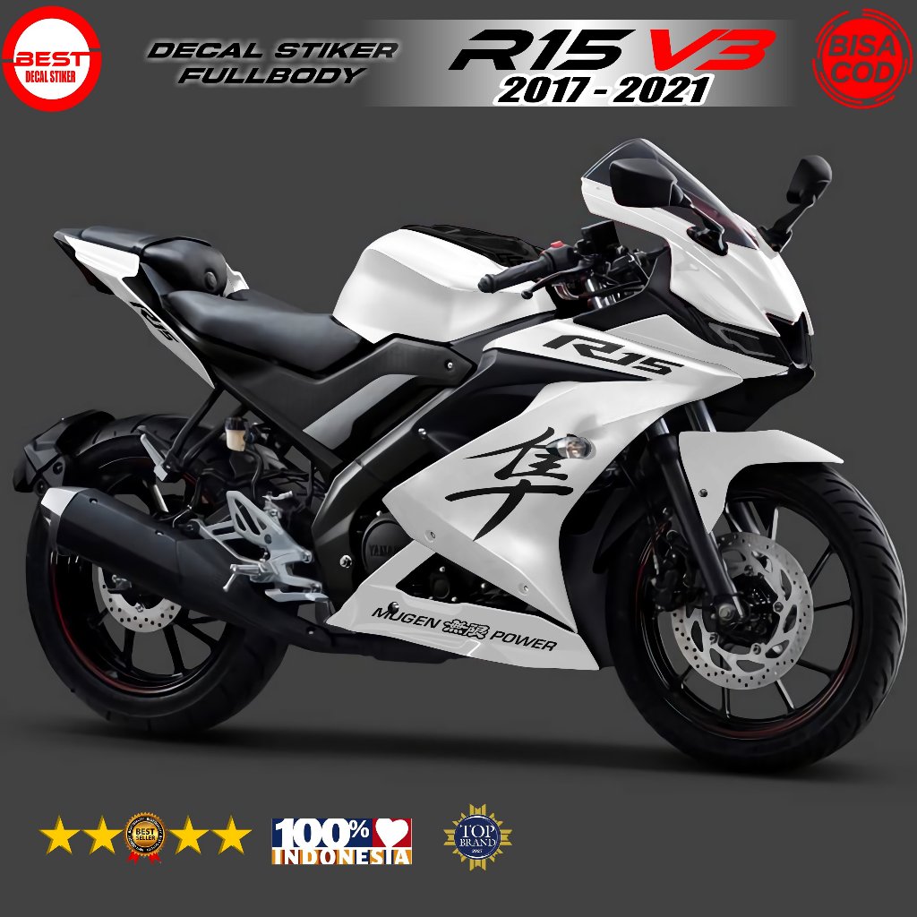 Decal Stiker R15 V3 Putih Design Polos Simpel Elegan