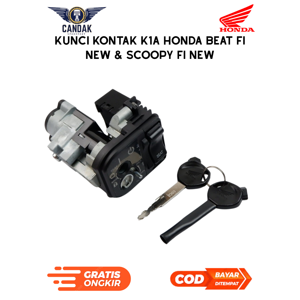 Kunci Kontak Honda Beat FI New & Scoopy K1A Original Ori | Set Kunci Motor Asli Plug & Play Anti Bob