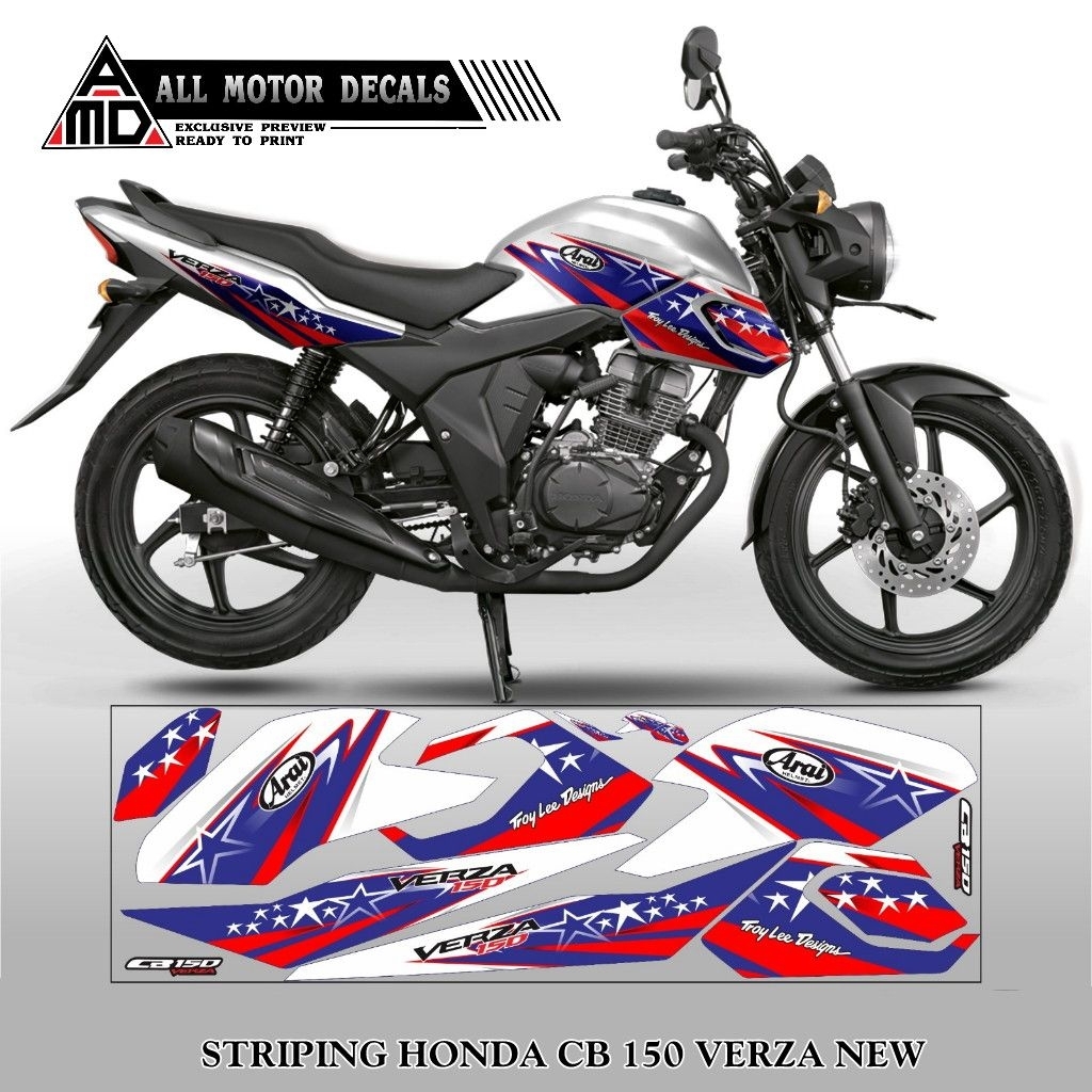 Stiker Motor Cb Verza 150 New Motif Arai Starline / Striping Honda Cb Verza Baru 2018 - 2025