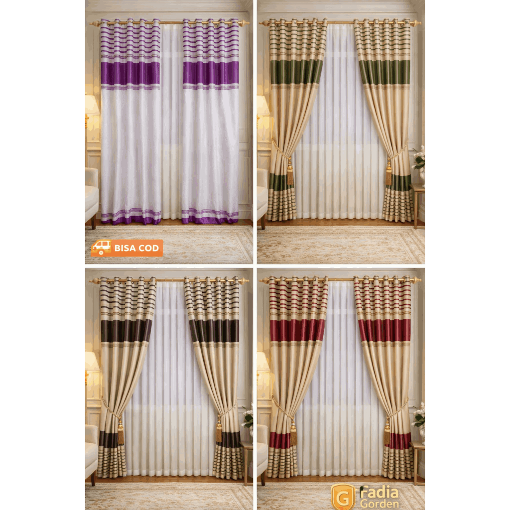Gorden Blackout Kencana Motif Beludru Motif Warna Kuning, Hijau, Hitam, Ungu, Merah Kombinasi/ Tebal