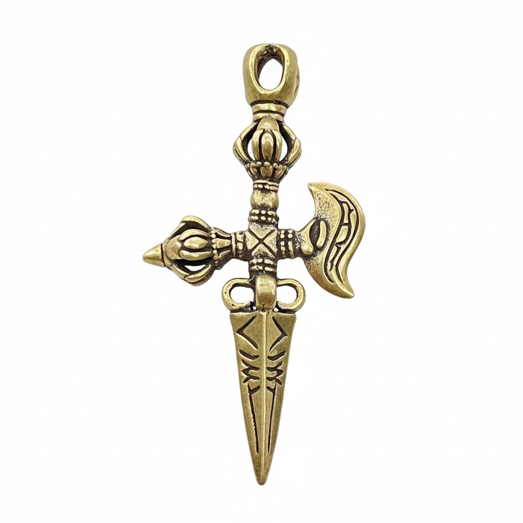 KUNARA Kalung Liontin Kuningan Tibet Perunggu Vajra Alu Pria Wanita Baru Motif Koin Keberuntungan