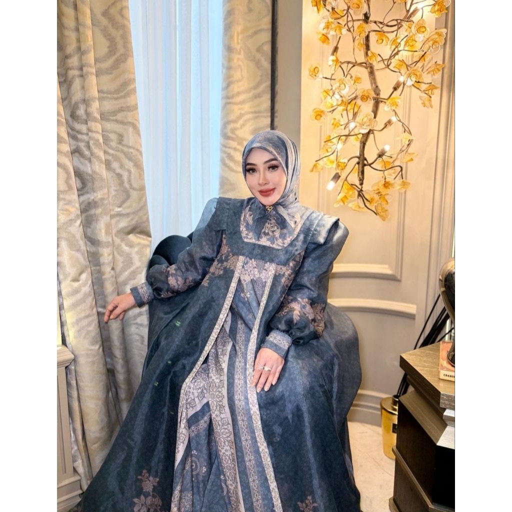 Shellasaukia Dress Set Hijab Segiempat Premium Original Shellasaukiashop Edisi Lebaran Hari Raya Gam
