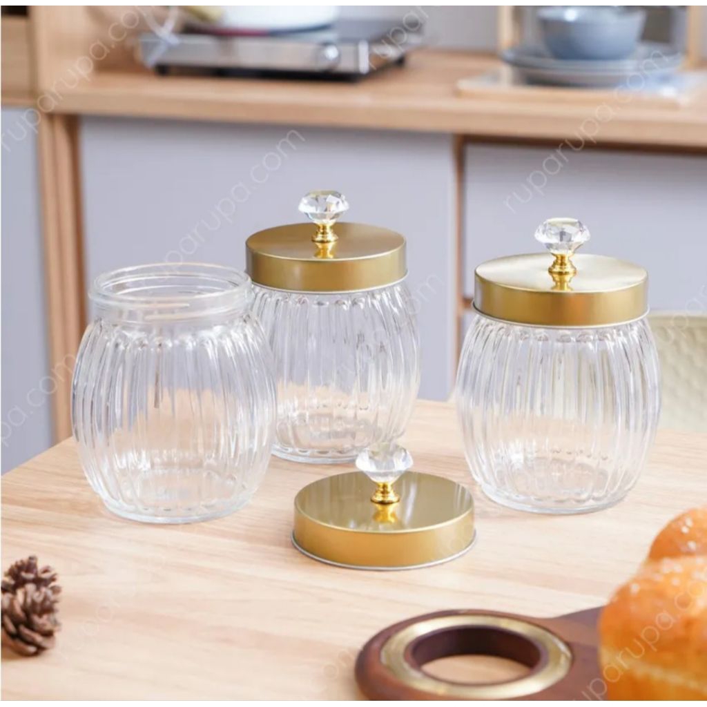 Informa toples kaca winona set isi 3pc tutup putar