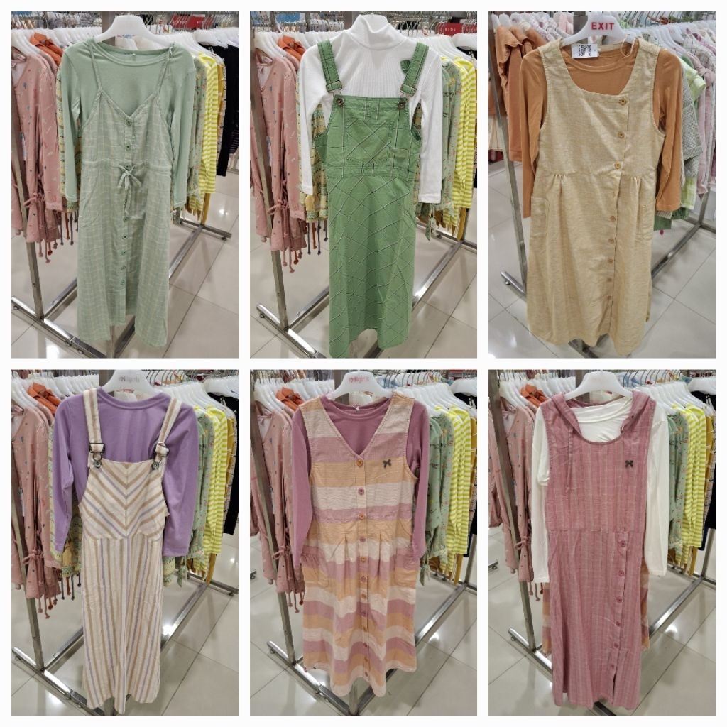 Exit kids Baju Dress Overall Anak Perempuan Original New