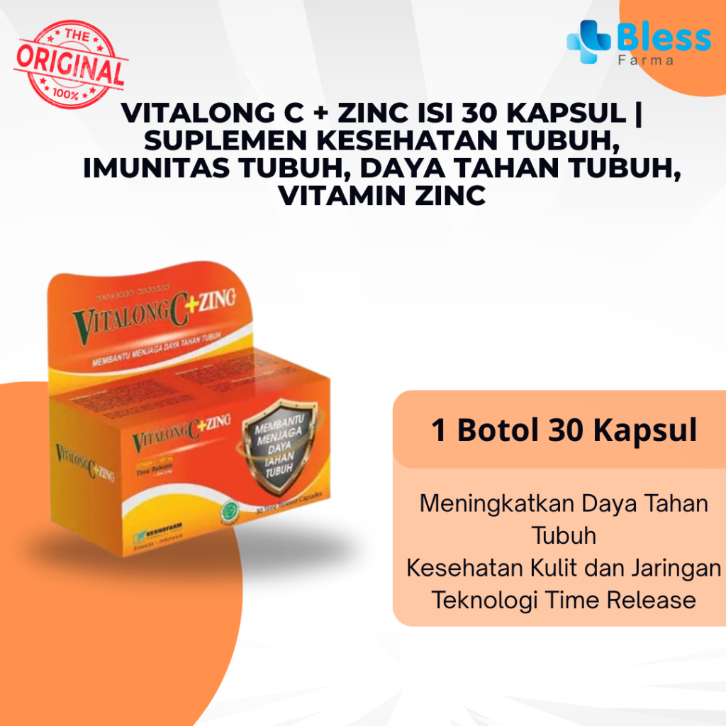 VITALONG C + Zinc 30 Kapsul Memperkuat Imunitas Vitamin C Zinc Dewasa Anak