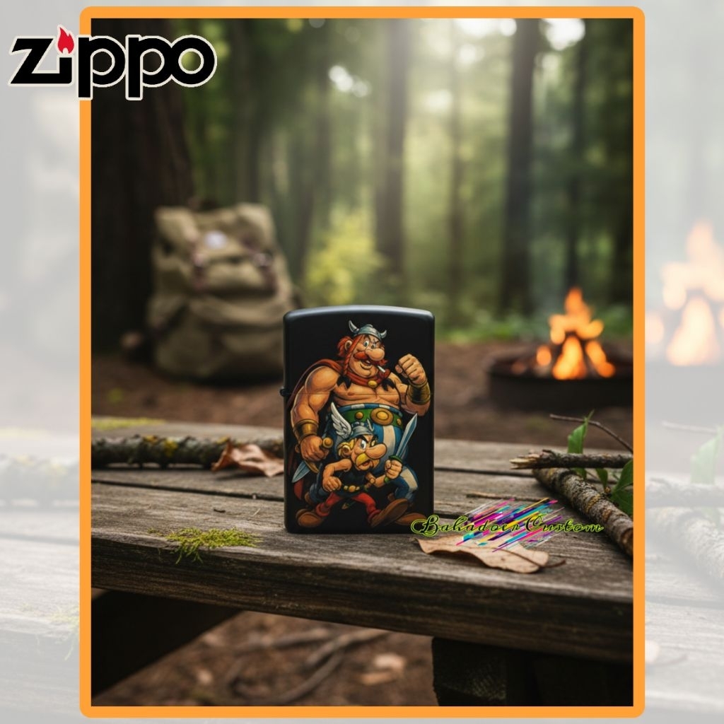 ZIPPO CUSTOM UV PRINT BY REQUEST CUSTOM ZIPPO HITAM MATTE ASTERIX RARE COLLECTION BISA REQUEST CUSTO