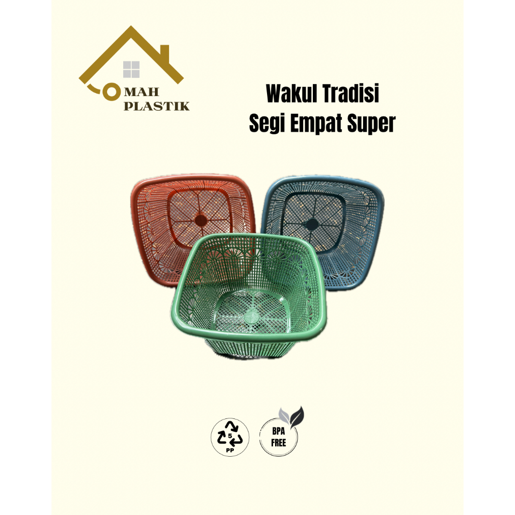 (PAKET HEMAT LUSINAN) WAKUL TRADISI SUPER SEGI EMPAT - BESEK NASI PLASTIK HAJATAN - WADAH NASI KENDU