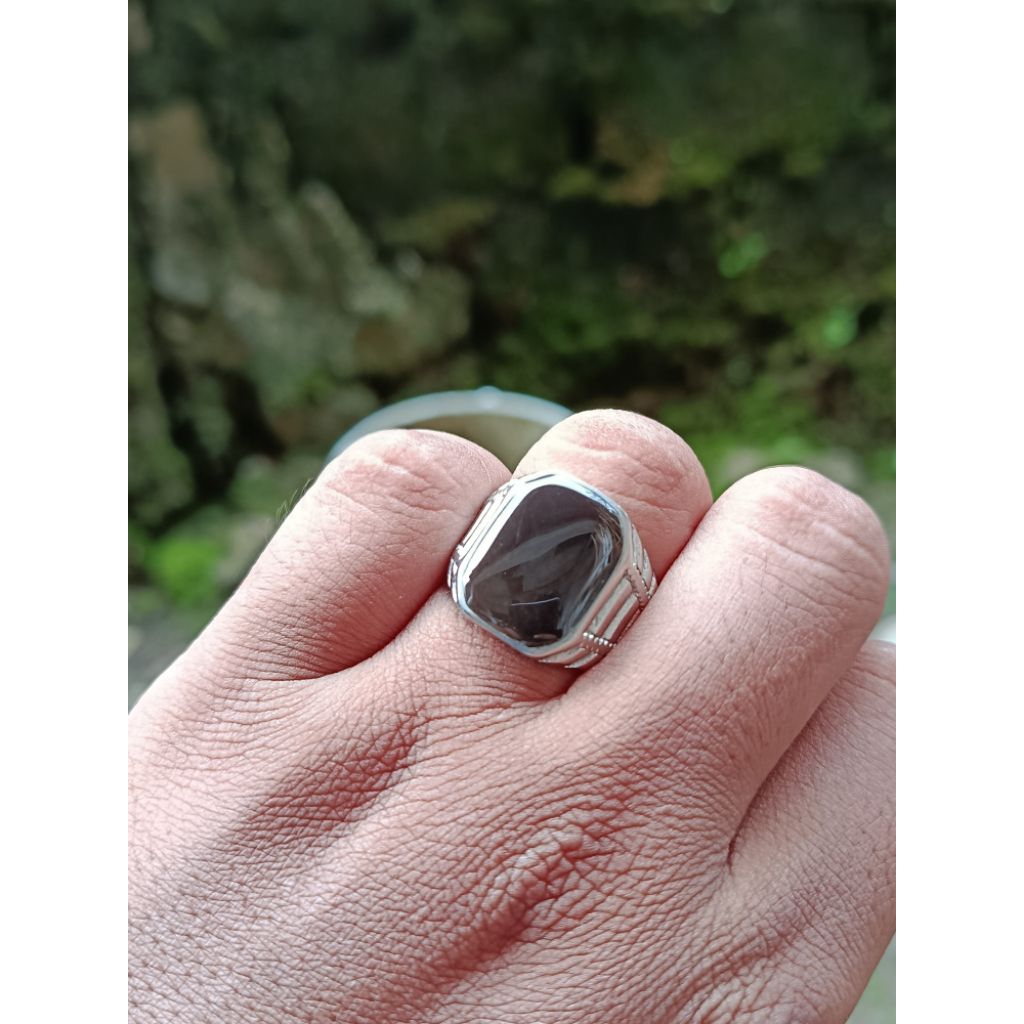 cincin batu akik yaman Wulung kotak cutting natural