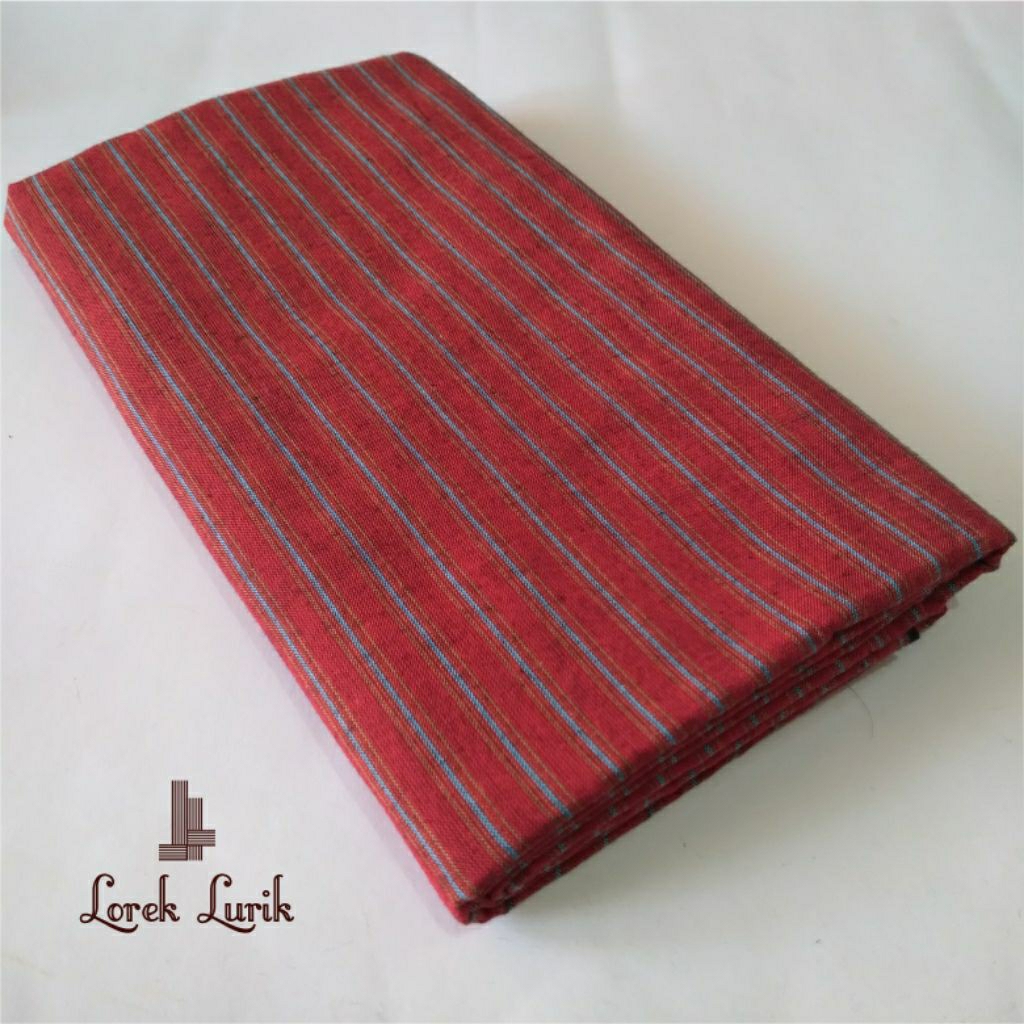 Kain Tenun Lurik Merah Cabe / Lurik Merah Halus Asli Tenun