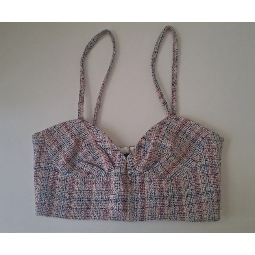 preloved Zara tweed crop tanktop