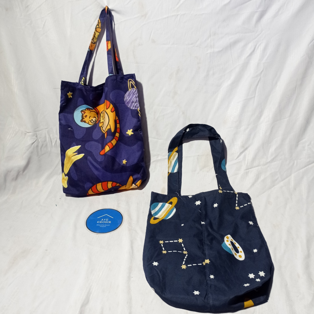 TAS KAIN PERCA MOTIF WARNA RANDOM TOTEBAG JINJING AESTHETIC RINGAN SERBAGUNA