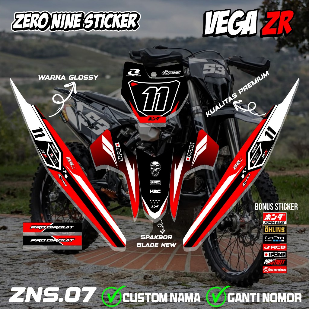 (COD) STICKER DECAL RBT VEGA ZR RBT BEBEK MODIF SUPERMOTO YZ CRF KLX KX KTM RBT new terbaru ZNS.07