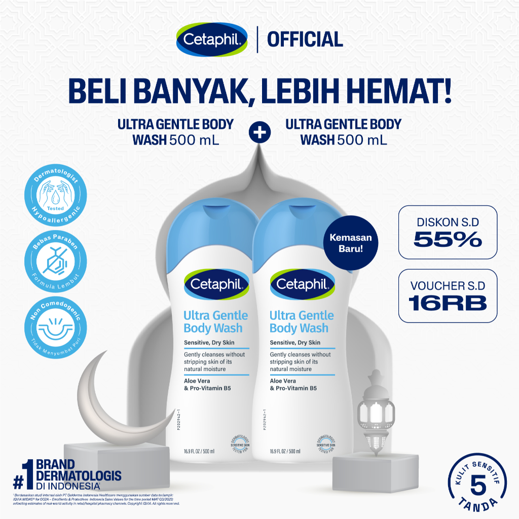 Cetaphil Ultra Gentle Body Wash 500ml Twin Pack
