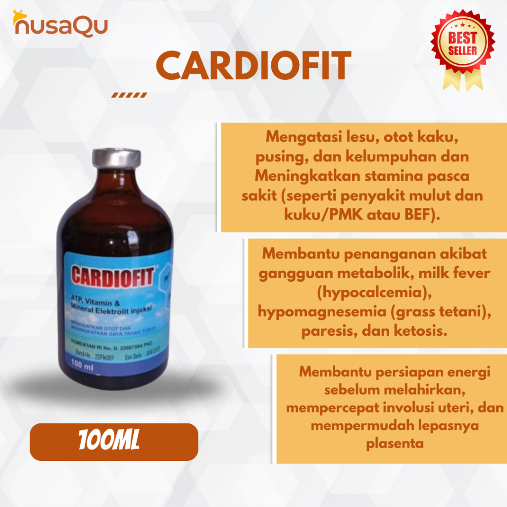 CARDIOFIT 100ml - ATP Vitamin Mineral Penguat Otot Hewan Sapi Kambing Domba Kerbau