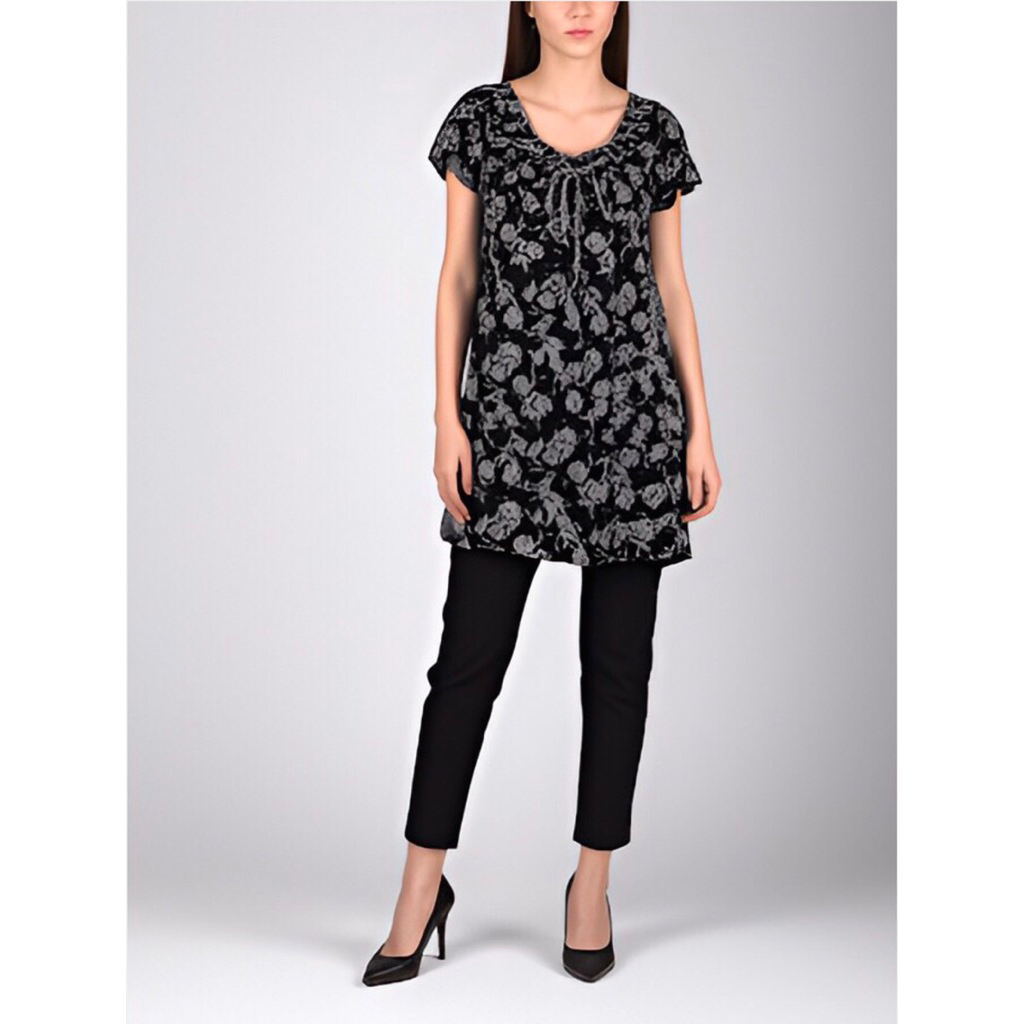 [Preloved] Vintage Mori Fairycore Blouse Floral Hitam