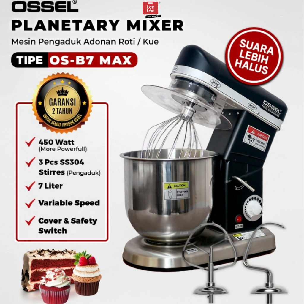Ossel - Mixer Planetary 7 Liter Mixer Bolu Donat 700 gram Mixer OS B7 MAX