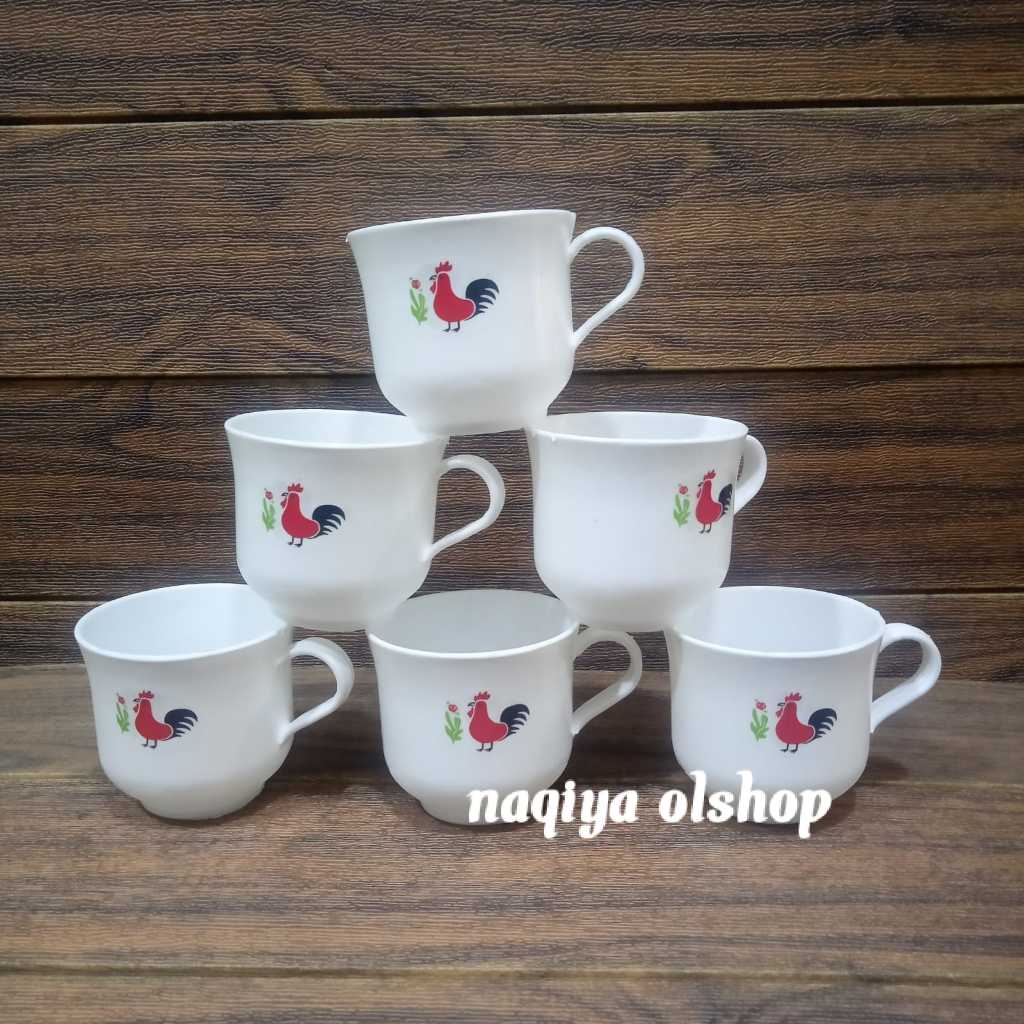 6PCS CANGKIR AYAM JAGO / CANGKIR GAGANG MOTIF AYAM / cangkir AYAM JAGO PLASTIK
