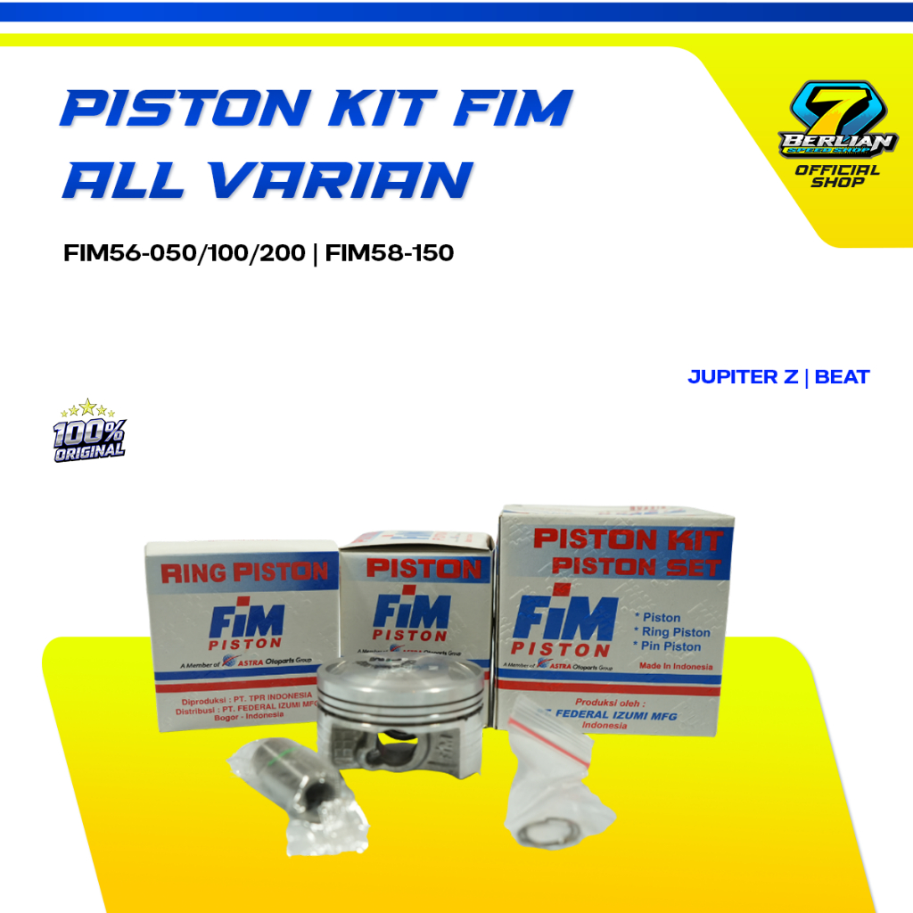 PISTON KIT FIM 56 FIM 58 ALL VARIAN JUPITER Z, BEAT ORIGINAL 100%