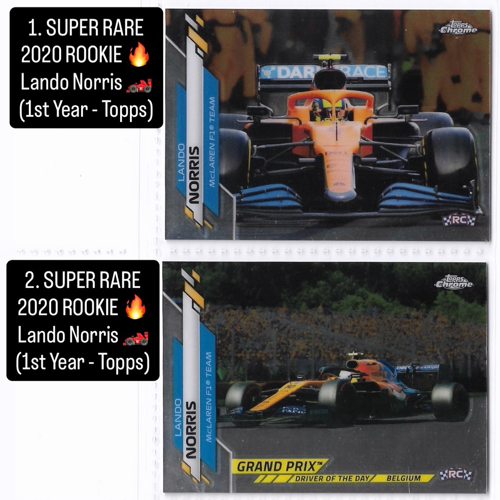 Kartu f1 Topps Chrome (ROOKIE) - Lando Norris  (Mclaren F1) SUPER RARE - 2020 (First Year Topps F1)