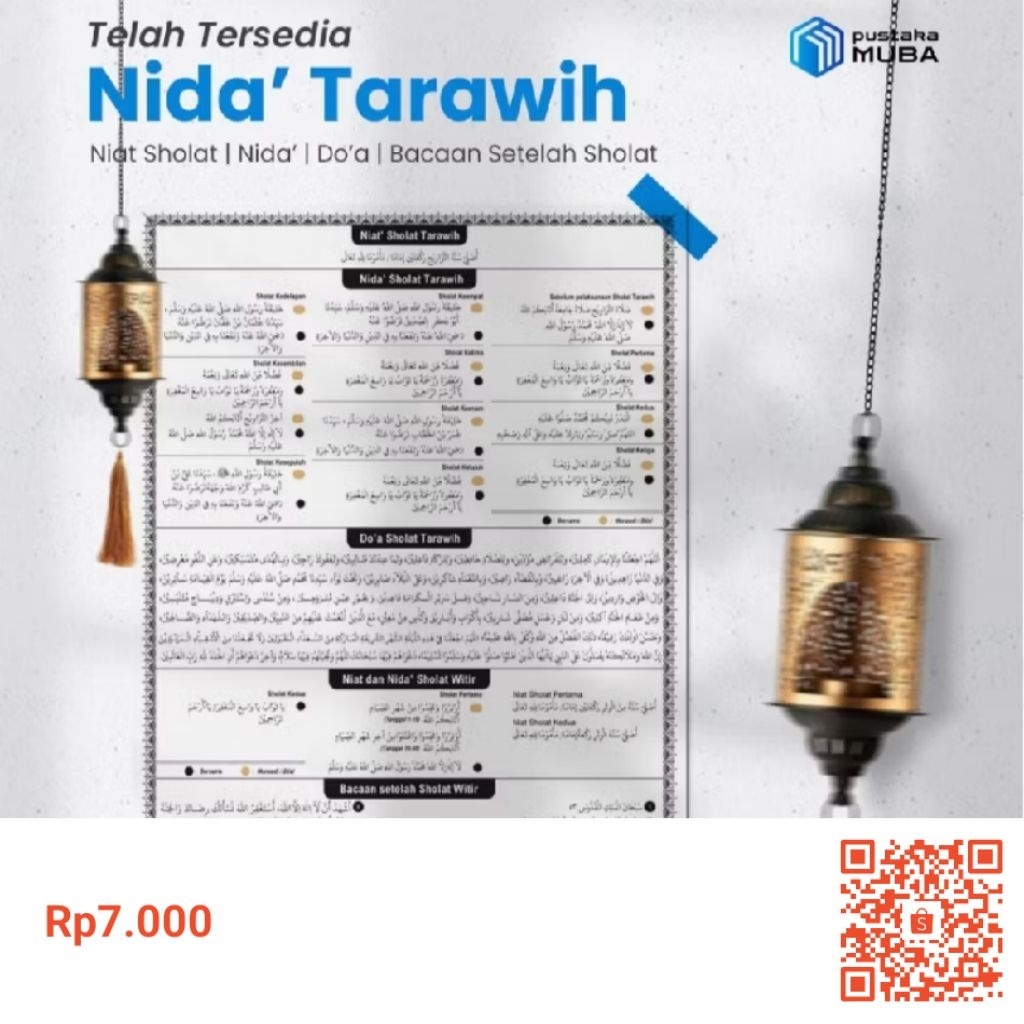POSTER DOA DAN BACAAN SHOLAT TARAWIH DAN WITIR LENGKAP POSTER SURAT PENDEK