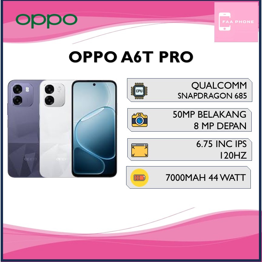 OPPO A6T PRO RAM 6GB ROM 128GB QUALCOMM SNAPDRAGON 685