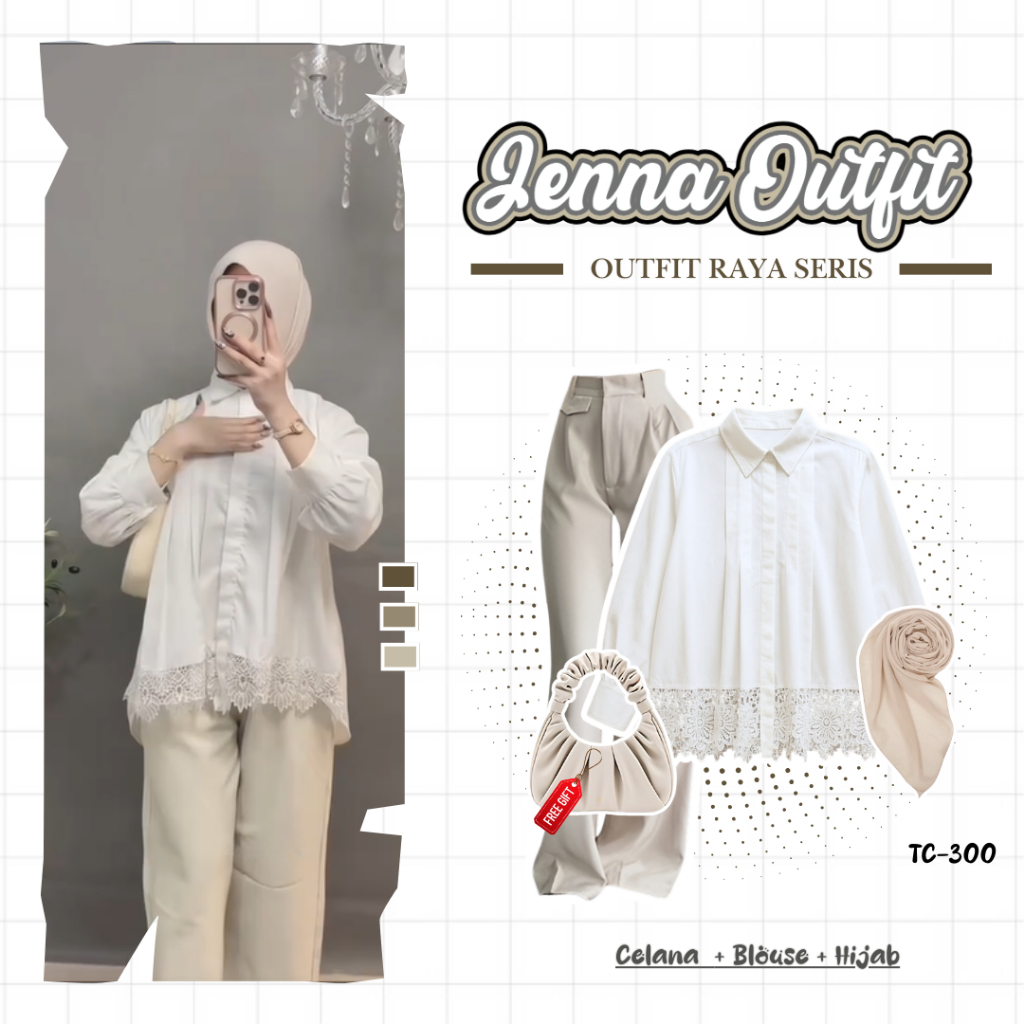 Setelan Remaja Kekinian Dan Terbaru ( Celana + Blouse + Hijab ) OOTD BUKBER DAN LEBARAN SET TC-300