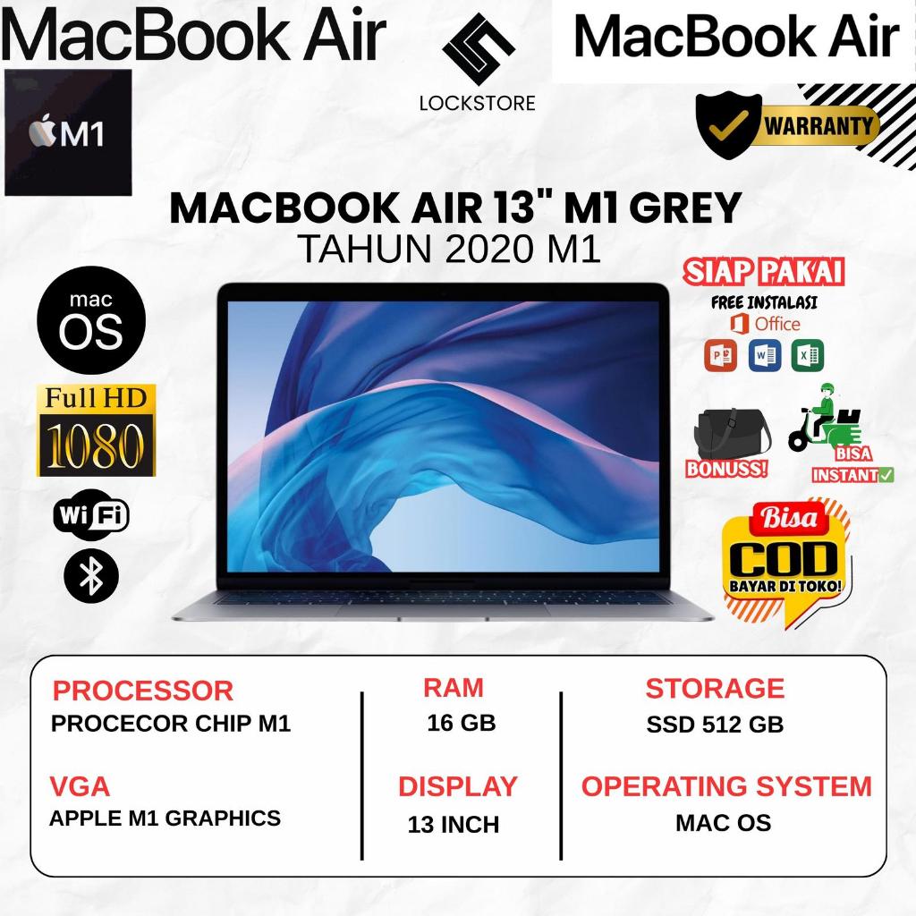 Macbook Air 13 Inch 2020 M1 | RAM 16GB | SSD 512GB | Grey | macOS | Second / Original / Berkualitas 