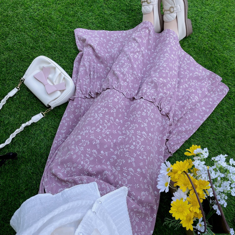 Ruffela Skirt Floral / Rok floral / Rok panjang wanita / Rok ruffle korean style