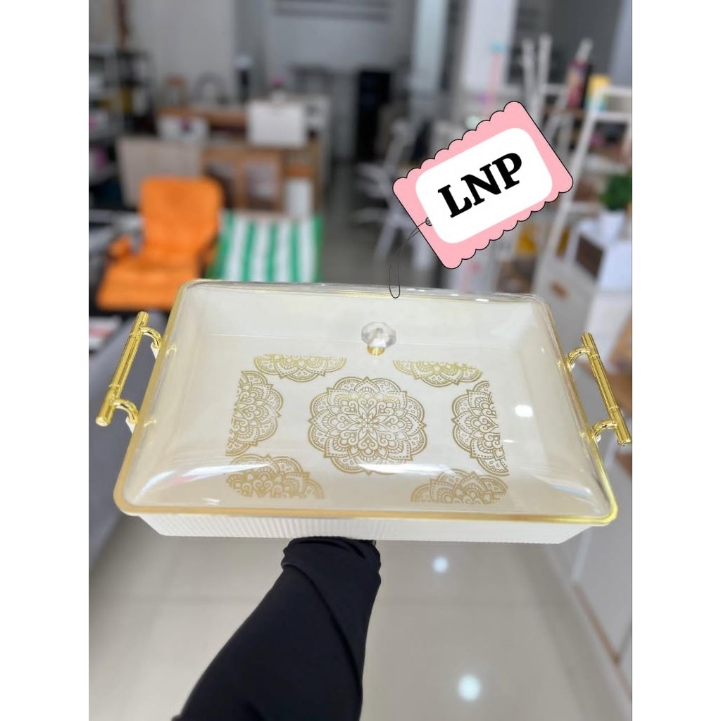Tempat Kue Segi Panjang Kaiden Dengan Tutup Mika Ukuran Besar
