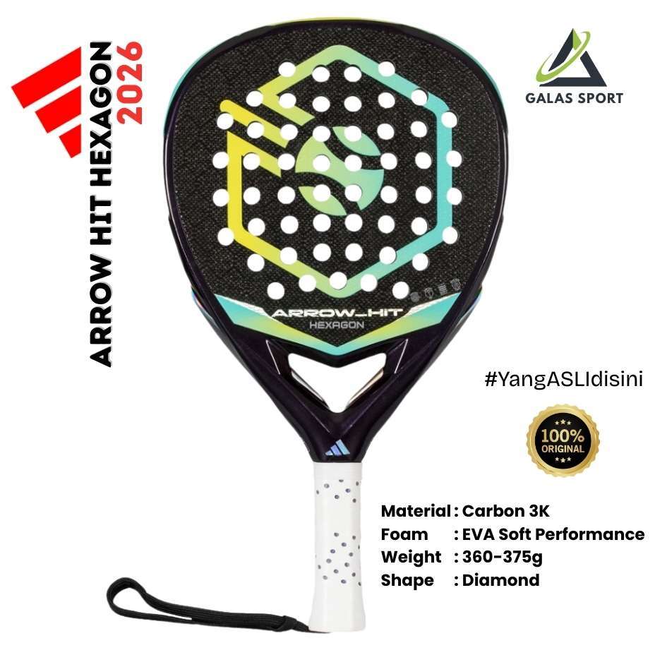 Arrow Hit Hexagon Cup Carbon 3K (Diamond) 2026 Racket/Raket Padel advanced power and control