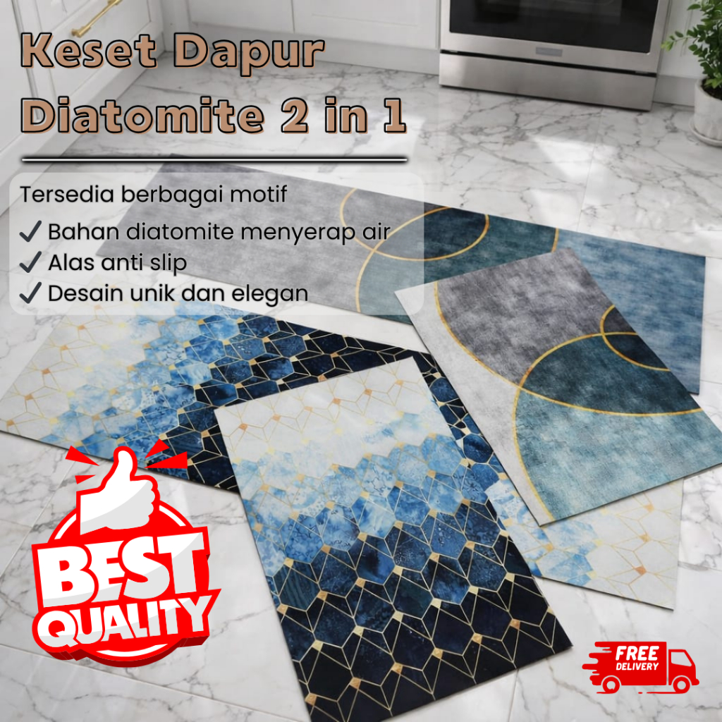 Keset Dapur Diatomite 2 in 1 40x60 CM 40x120 CM Anti Slip Keset Lantai Set Anti Bau - DD-39