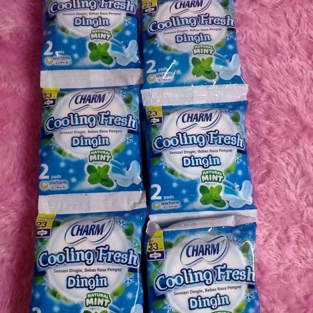 2 Renceng atau 12 sashet charm cooling fresh per sashet isi 2pads pembalut Charm cooling fresh wing 