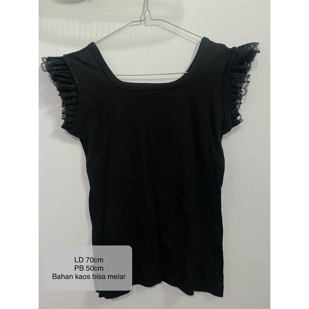 preloved pl tanktop hitam renda atasan singlet