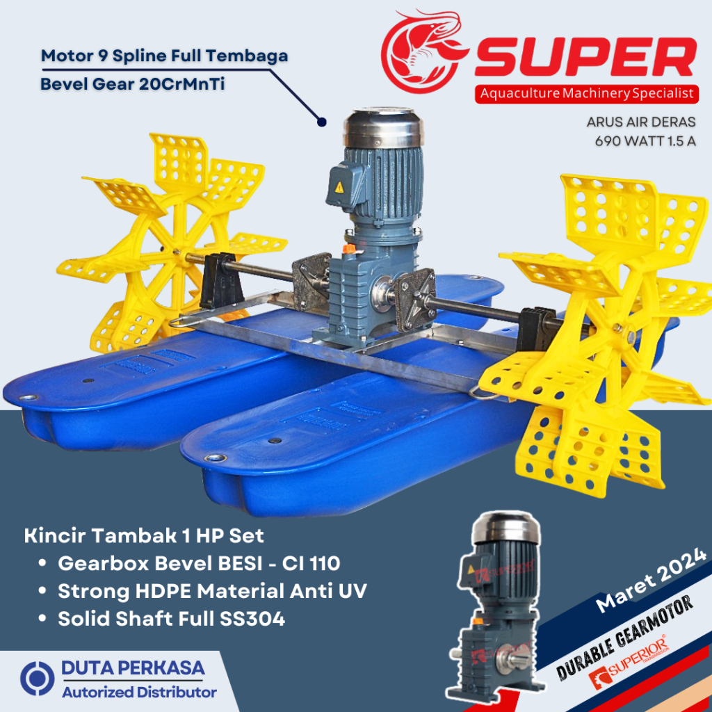 Kincir Air Tambak 1 HP 1 phase 3 phase Besi Super