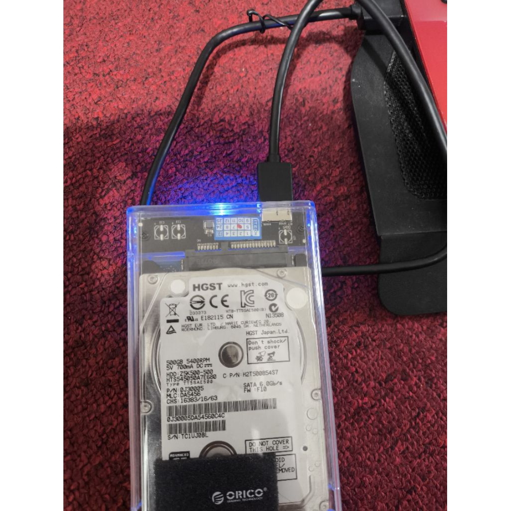 HDD 2,5" 500gGb Health 100%/100%. Bonus enclosure Orico USB3 Transparent