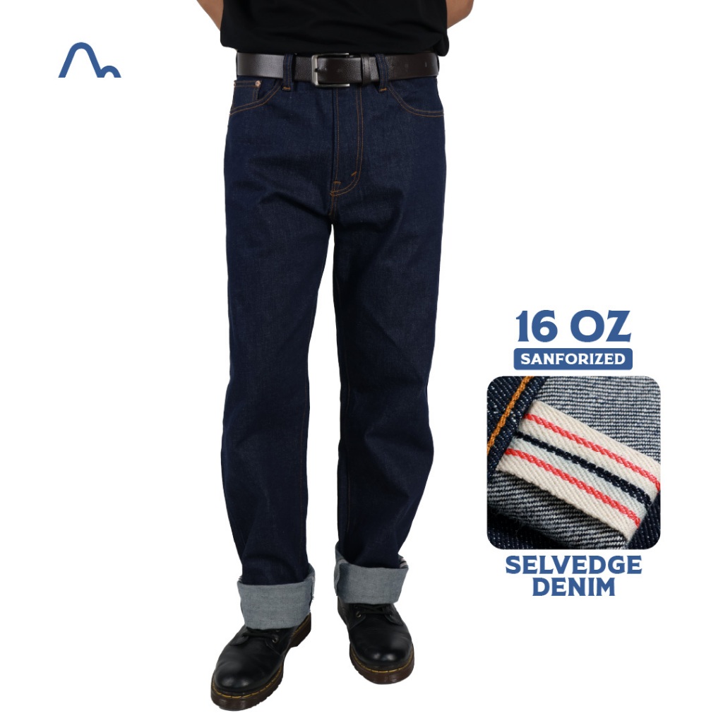 Used 1968 - 16oz Celana Jeans Pria Denim Regular Straight Cut Double Red Selvedge